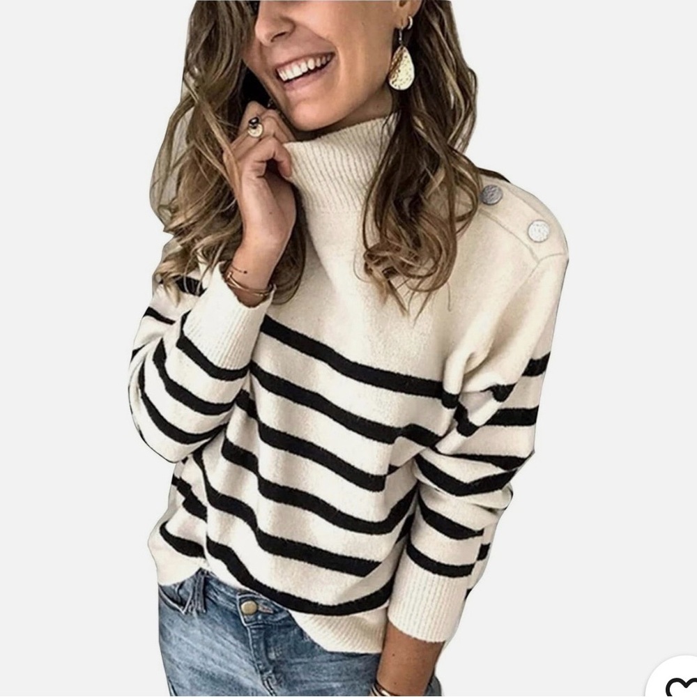 NWT Kirundo cream & black striped with silver buttons size M
